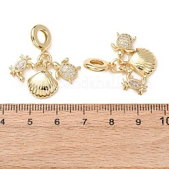 Anhänger aus ozeanmessingfarbenem Pavé mit klaren Zirkonia im europäischen Stil&nbsp;KK-H278-03G-09