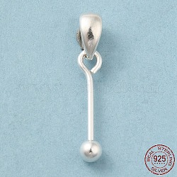 925 Sterling Silber Anhänger Bügel, Perlenstifte, mit s925-Stempel, Silber, 16x0.8 mm, Bohrung: 4.5x3 mm, Ball: 3 mm