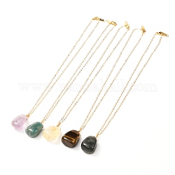 Colliers pendentifs en pierres précieuses naturelles pour adolescentes femmes, Avec chaîne de câble en laiton, 44x0.15 cm