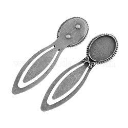 Vintage Tibetan Style Alloy Bookmarks Cabochon Settings, Cadmium Free & Lead Free, Antique Silver, Oval Tray: 25x18mm, 85x24x3mm