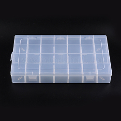 Contenedores de abalorios de plástico, Caja divisoria ajustable, Claro, Rectángulo, 22 cm de ancho, 35cm de largo, 5 cm de espesor