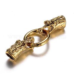 Alu-Federringringe, o Ringe, mit Kordelenden, Drachen, Antik Golden, 6 Gauge, 70 mm