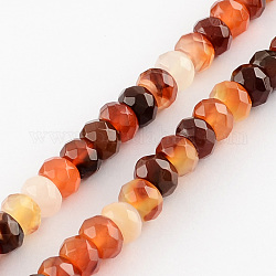 Fili di perline di pietra corniola naturale tinti, sfaccettato, rondelle, arancio rosso, 8x5mm, Foro: 1 mm, circa 80pcs/filo, 15.7 pollice