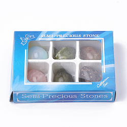 Natural Gemstone Decorations, Home Decorations, Egg Stone, with Jewelry Box, 29~31x22mm, 6pcs/box