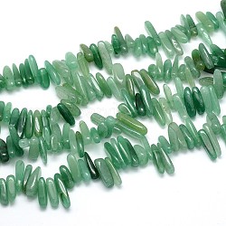 Natürlichen grünen Aventurin Perlen Stränge, Nuggets, 9~22x4~10 mm, Bohrung: 1 mm, etwa 15.7 Zoll
