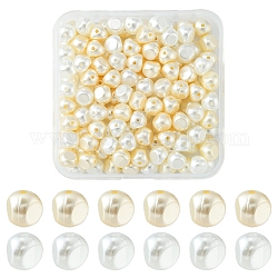 Los abalorios de acrílico de imitación de la perla nuggets, blanco antiguo, 7.5x7x7.5mm, agujero: 0.5 mm, 150 unidades / caja