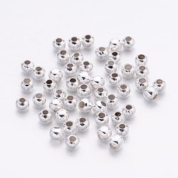 Perlas de espaciador de hierro, redondo, color plateado, 3 mm de diámetro, agujero: 1 mm, aproximamente 435 unidades / 20 g