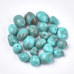 Acrylic Beads, Imitation Gemstone Style, Nuggets, Dark Turquoise, 10~18x9~13x7~11mm, Hole: 1.5mm