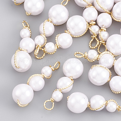 Colgantes de perlas de imitación de plástico abs, con alambre de latón, calabaza, real 18k chapado en oro, 24x9x8mm, agujero: 1.8~2.5 mm