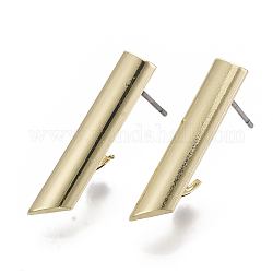 Accessoires de clous d'oreilles en fer, avec boucle et goupille en acier, or clair, 24x5mm, Trou: 4.5mm, pin: 0.7 mm
