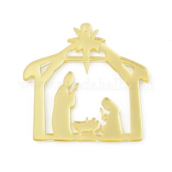 Pendentifs en acrylique sur le thème de noël, Nativité, motif sur le thème du camping, 48.5x50x2.5mm, Trou: 1.6mm