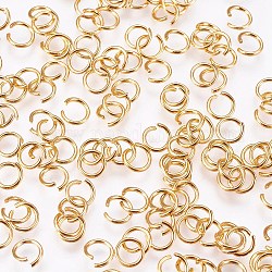 304 Edelstahl offenen Ringe springen, Metallverbinder für Heimwerkerschmuck und Schlüsselbundzubehör, echtes 24k vergoldet, 21 Gauge, 5x0.7 mm.