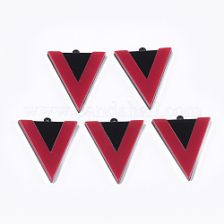Pendenti in cellulosa acetato (resina), triangolo, rosso, 42x34x4mm, Foro: 1.5 mm