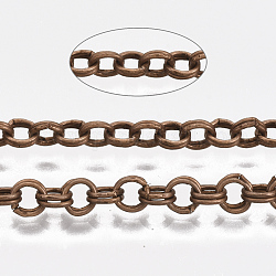 Cadenas rolo de hierro, dobles cadenas de eslabones, sin soldar, con carrete, cobre rojo, link: 4x0.6 mm, aproximadamente 164.04 pie (50 m) / rollo