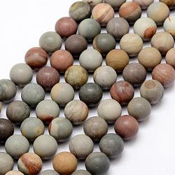 Jaspe polychrome naturel/pierre de Picasso/brins de perles de jaspe de Picasso, mat, ronde, 4~5mm, Trou: 1mm, Environ 88 pcs/chapelet, 15.1 pouce
