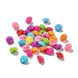 Ab colore acrilico bottoni con gambo fiore cucito, colore misto, 16mm di diametro, 10 mm di spessore, Foro: 2.5 mm, circa 625pcs/500g
