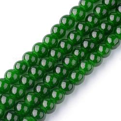 Fili di perline giada di vetro imitato, verniciatura a spruzzo, tondo, verde, 10mm, Foro: 1.3~1.6 mm, circa 80pcs/filo, 31.4 pollice