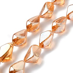 Fili di perle di vetro trasparente placcato con lucentezza perlata, pepite, sabbia marrone, 22x12.5x15mm, Foro: 1.4 mm, circa 30pcs/filo, 25.20'' (64 cm)