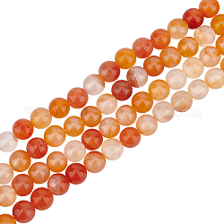 Olycraft 2 Strands Natural Red Agate Beads Strands, Grade AB, Round, 8mm, Hole: 1.2mm, about 49pcs/strand, 14.96 inch(38cm)