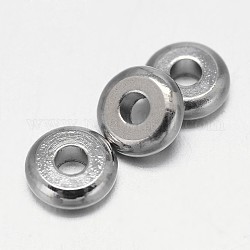 Planas redondas abalorios latón entrepiezas, Platino, 4x1.5mm, agujero: 1.5 mm
