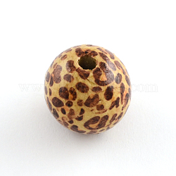 Printed Natural Wood Beads, Round, Sienna, 21~23x21~22mm, Hole: 5mm, about 285pcs/1000g