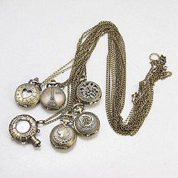 Fashion Iron Pocket Watches, with Brass Watch Head, Antique Bronze, 780mm