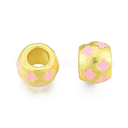 Alloy Enamel European Beads, Large Hole Beads, Matte Style, Rondelle with Cross, Matte Gold Color, 11x8.5mm, Hole: 6mm