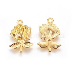 Tibetan Style Alloy Pendants, Lead Free and Cadmium Free & Nickel Free, Flower, Great For Mother's Day Earring Making, Golden, Size: about 17.5mm wide, 25.5mm long, 3mm thick, hole: 1.5mm