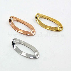 Oval Linking Rings Brass Filigree Joiners, Mixed Color, 17.5x8x1mm, Hole: 1mm