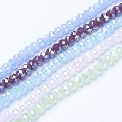 FilI di perline in vetro placcato, perle di imitazione giada, ab colore placcato, sfaccettato, rondelle, colore misto, 6x5mm, Foro: 1 mm, circa 85~88pcs/filo, 16.1~16.5 pollice (41~42 cm)