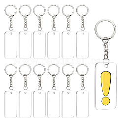 BENECREAT DIY Transparent Acrylic Keychain Clasps Making Kits, Including Rectangle Blank Big Pendants, Iron Split Key Rings, Clear, Pendants: 50x25x3mm, hole: 3mm, 30pcs/box