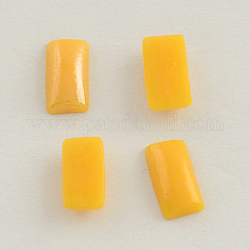 Pearlized Plated Opaque Glass Cabochons, Rectangle, Gold, 10x5x2.5mm