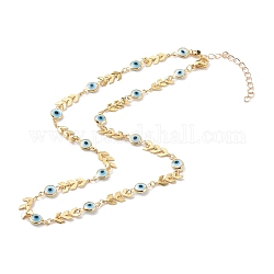 Halsketten mit Messingkolben-Ketten, mit bösem Blick Glas-Emaille-Verbinder, weiß, golden, 17.91 Zoll (45.5 cm)