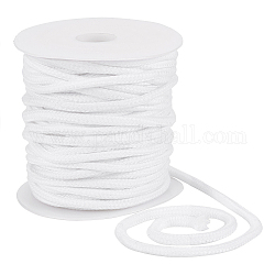 BENECREAT 25M Polycotton Soft Drawstring Rope Replacement, Drawstring Cord, for Coats, Pants, Shorts, with 1Pc Plastic Spool, White, 6mm, about 27.34 Yards(25m)/Roll