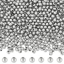 Unicraftale 1000 pièces 304 perles rondes creuses en acier inoxydable, pour la fabrication de bijoux artisanaux, couleur inoxydable, 4x4mm, Trou: 1.5mm