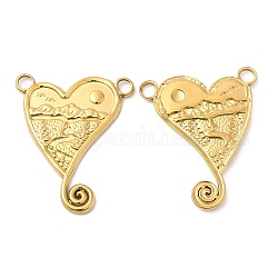 304 Stainless Steel Pendants, Heart Charm, Real 18K Gold Plated, 25x21x2mm, Hole: 2.5mm