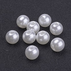 Branelli acrilici rotondi della perla di gioielli fai da te e bracciali, neve, 8mm, Foro: 2 mm