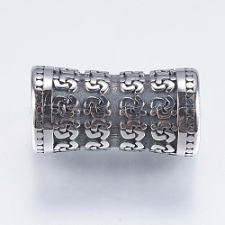 304 Stainless Steel Tube Beads, Large Hole Beads, Antique Silver, 22x11.5mm, Hole: 8mm