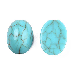 Cabochons acryliques, style de pierres fines imitation, ovale, turquoise moyen, 18x13x6mm