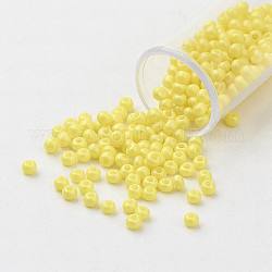 Perline di semi di vetro rotonde di grado 11/0, cottura della vernice, giallo champagne, 2.3x1.5mm, Foro: 1 mm, circa 48500pcs/libbra