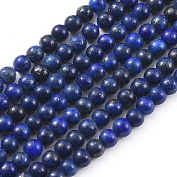 Chapelets de perles en lapis-lazuli naturel, teinte, ronde, 3mm, Trou: 0.6mm, Environ 129 pcs/chapelet, 15.4 pouce (39.2 cm)