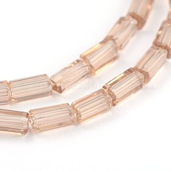 Faceted Cuboid Transparent Glass Bead Strands, Tan, 4x2mm, Hole: 1mm, about 100pcs/strand, 15.7inch
