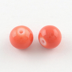 Painted Glass Bead Strands, Baking Paint, Round, Tomato, 12mm, Hole: 1.3~1.6mm, about 66pcs/strand, 31.4 inch