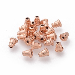 Poussoirs d'oreilles en 304 acier inoxydable, dos d'oreille, or rose, 6x5mm, Trou: 1.2mm, fit pour broche 0.6~0.7mm