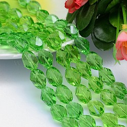 Faceted Polyhedron Imitation Austrian Crystal Bead Strands, Grade AAA, Light Green, 9x6mm, Hole: 0.7~0.9mm, about 45pcs/strand, 15.7 inch