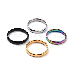 Chapado en iones (ip) 304 anillo de dedo de banda lisa simple de acero inoxidable para mujer, color mezclado, nosotros tamaño 11 3/4 (21.1 mm)