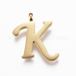 304 подвески из нержавеющей стали, Начальная буква, letter.k, золотые, 16.5x14.5x2 мм, отверстие : 2 мм