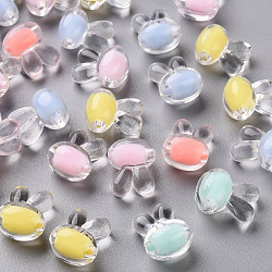 Transparente Acryl Perlen, Perle in Perlen, Kaninchen, Mischfarbe, 15.5x12x9.5 mm, Bohrung: 2 mm