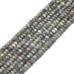Chapelets de perles en labradorite naturelle , facette, rondelle, 7.5x5mm, Trou: 0.8mm, Environ 52 pcs/chapelet, 15.35 pouce (39 cm)