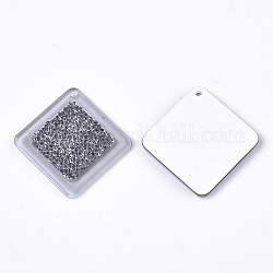 Ciondoli acrilico, con rhinestone di cristallo, rombo, grigio, 38x38x3mm, hole: 1.6 mm, lunghezza del lato: 29 mm